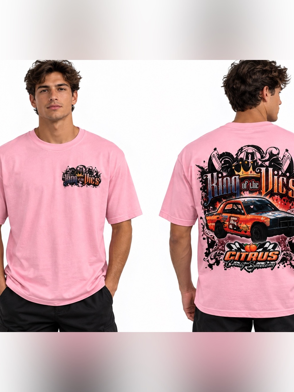 Source Unknown Pink 'King of the Vics' Graphic Short-Sleeve Tee
